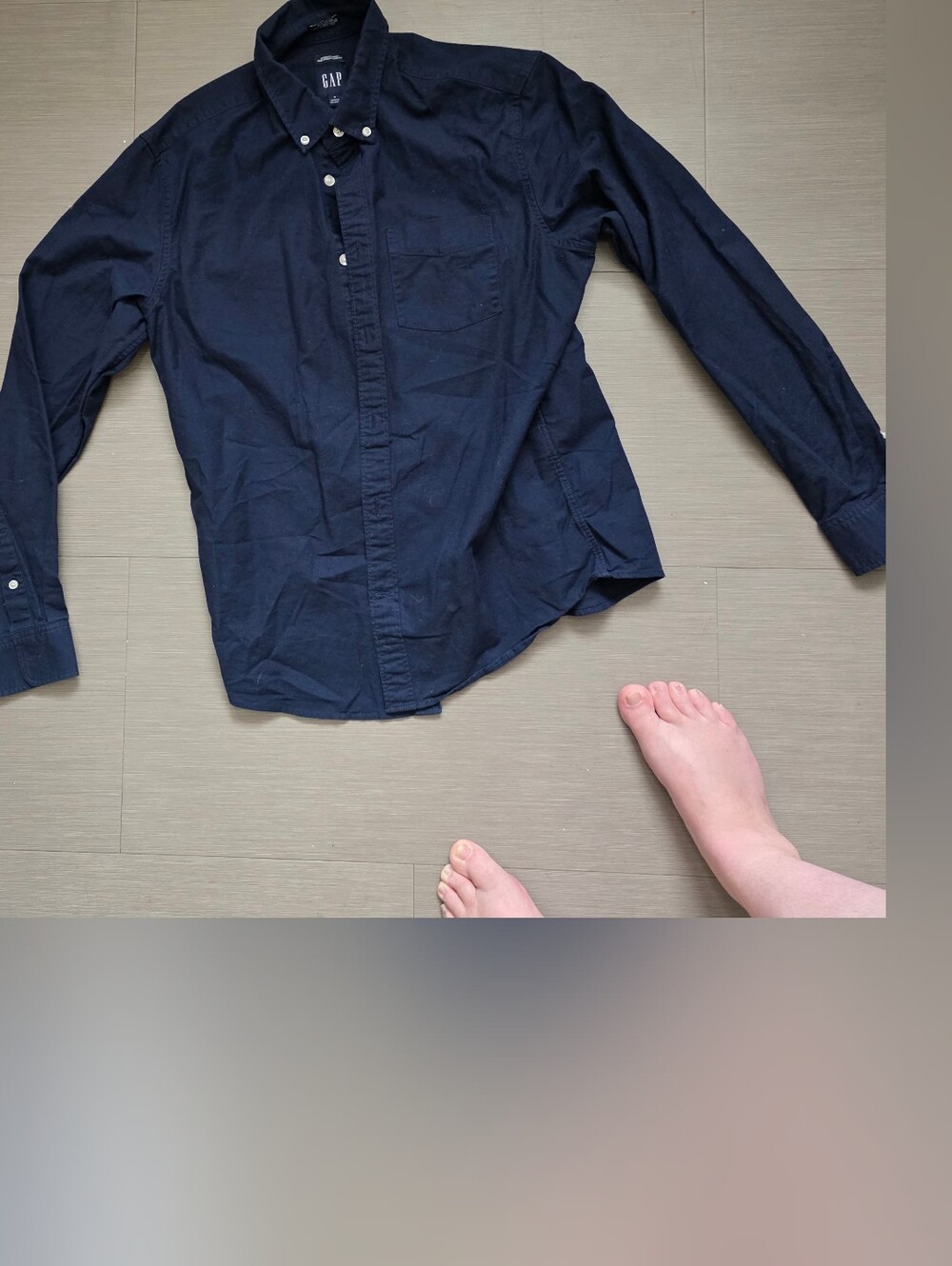 Men's Navy Button-Up Shirt Jacket Medium -